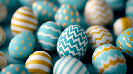 Fototapeta premium Colorful decorated Easter eggs in vibrant patterns