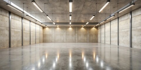 Obraz premium Modern Industrial Interior Spacious Concrete Room with Sleek Lighting Fixtures