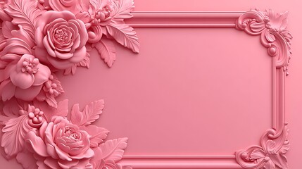Pink Floral Relief Frame Design Background