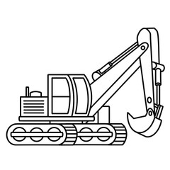 Heavy Machinery Excavator Thin Line Illustration