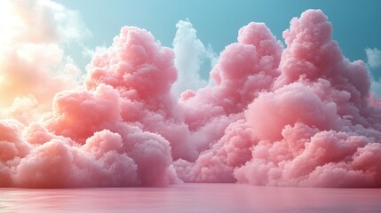 Pink Clouds Over a Calm Pink Ocean