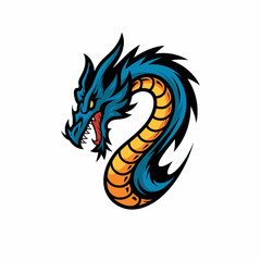 dragon attacking pose design logo illustration