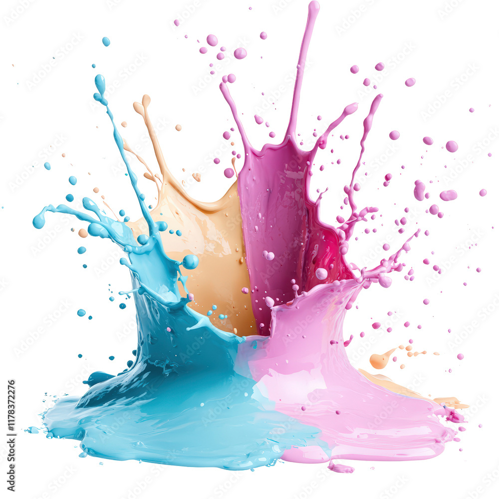 Poster vibrant splash of colorful paint on pristine white background creating an artistic and expressive vi
