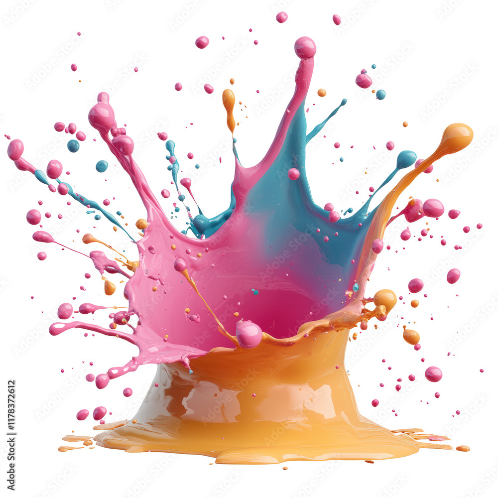 Poster vibrant colorful paint splashing against dark backdrop creating dynamic artistic expression and evoc
