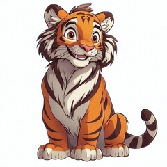 Adorable Tiger Cub Cartoon Illustration
