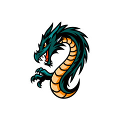 dragon attacking pose with claws logo on white background