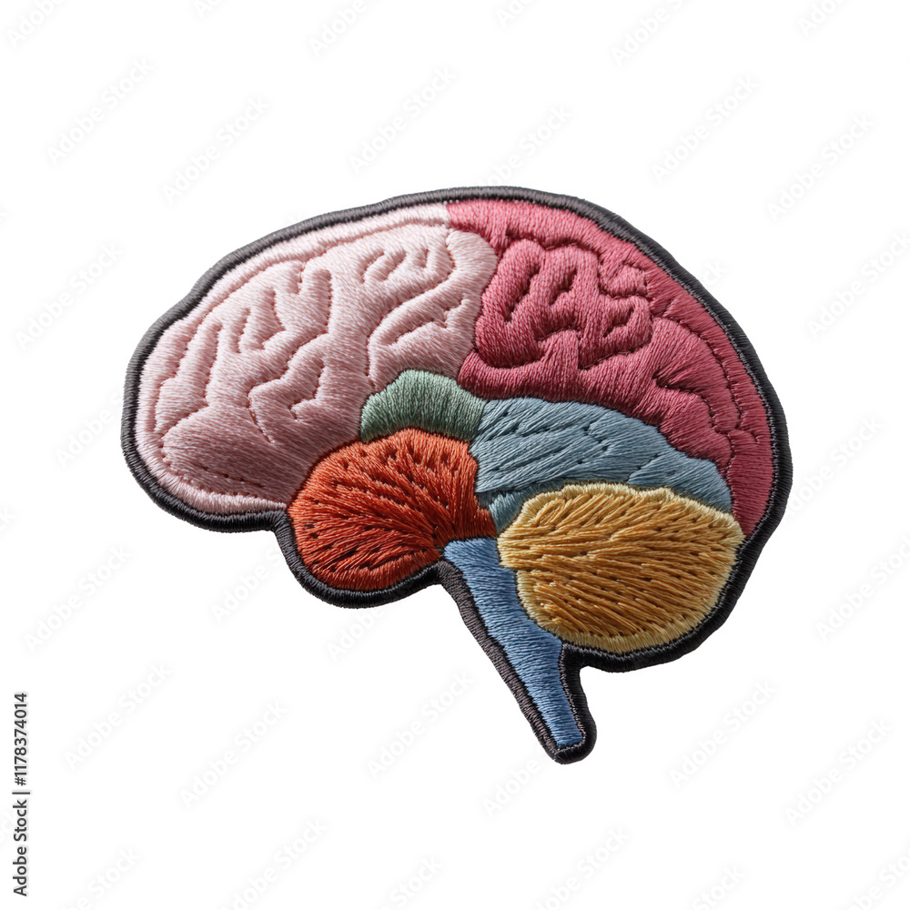 Poster colorful brain illustration showing different sections representing various functions and emotions i