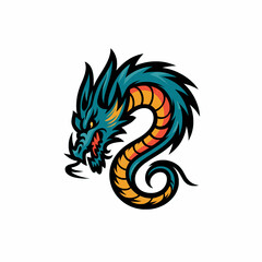 Naklejka premium dragon fierce pose logo design illustration