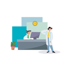 Background Illustration Of A Doctor From The Receptionist Atmosphere In The Hospital