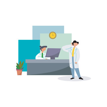 Background Illustration Of A Doctor From The Receptionist Atmosphere In The Hospital