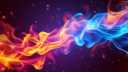 Abstract fiery and icy swirls.