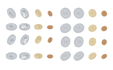 A minimal vector artwork set of Korean money coins