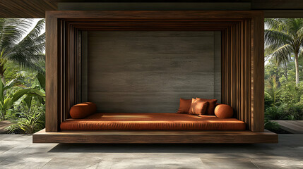 Serene Outdoor Daybed 3D Render