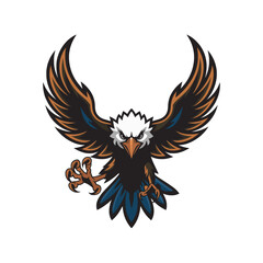 Obraz premium eagle fliying attacking pose with claws illustration design logo on white background