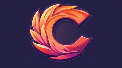 Obraz premium Fiery C Letter Logo Design: A vibrant and stylized graphic design featuring a capital letter C, enhanced with a fiery, feather-like design element.