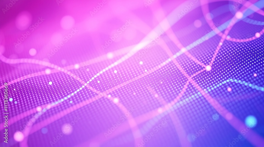 Poster futuristic abstract digital surface featuring vibrant light patterns with a flow-like illusion