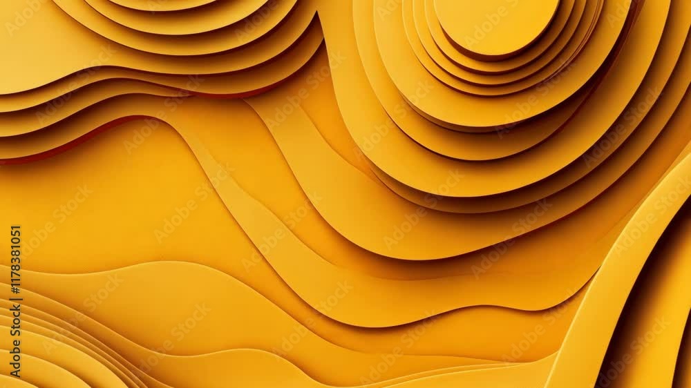 Poster textured layers of warm yellow create an abstract art piece with flowing curves and depth