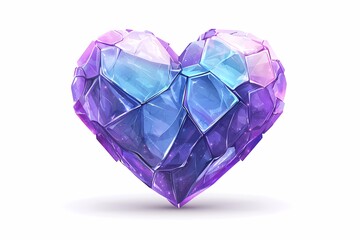 Fototapeta premium Colorful Geometric Heart Shape Made of Shiny Crystal Fragments