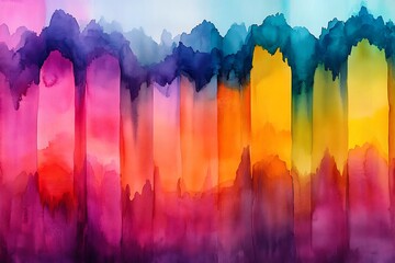 Abstract Colorful Watercolor Landscape Painting