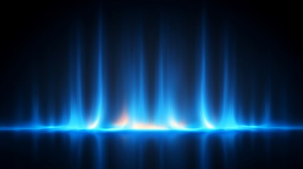 Abstract blue light beams rising from glowing base.