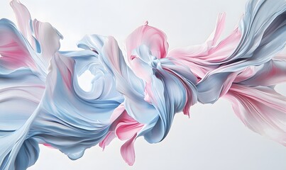 Obraz premium Abstract swirling pastel pink and blue fabric.