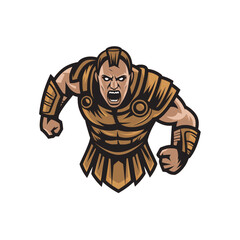 Fototapeta premium gladiator fierce wild pose design illustration logo