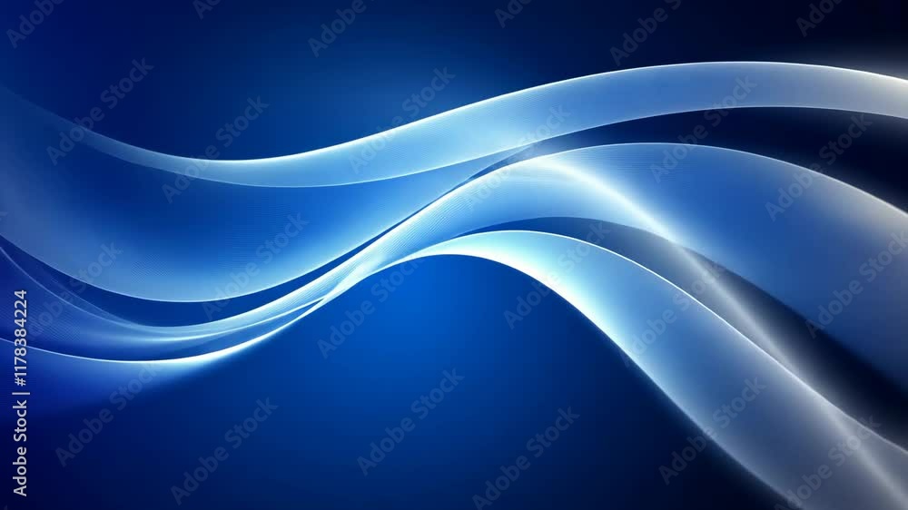 Poster flowing blue waves create a serene and calming atmosphere in an abstract design