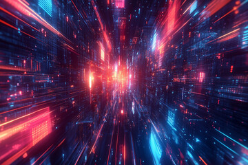 Fototapeta premium Futuristic Urban Architecture with Neon Lights and Sci-Fi High-Tech Cityscape Design