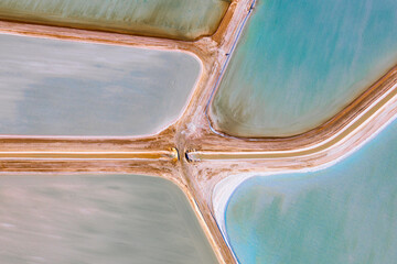 Aerial view of salt mine in Shark Bay, Western Australia