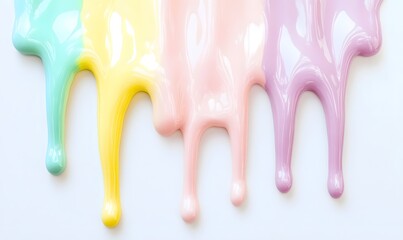 Dripping pastel paint streaks on white background. (1)