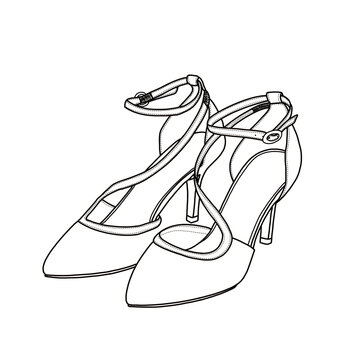 black and white heels with ankle straps clip art preview