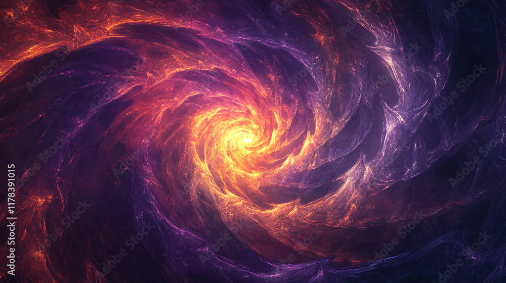 Poster an abstract swirl of arrows spinning in a vortex, converging at a single glowing point, symbolizing 