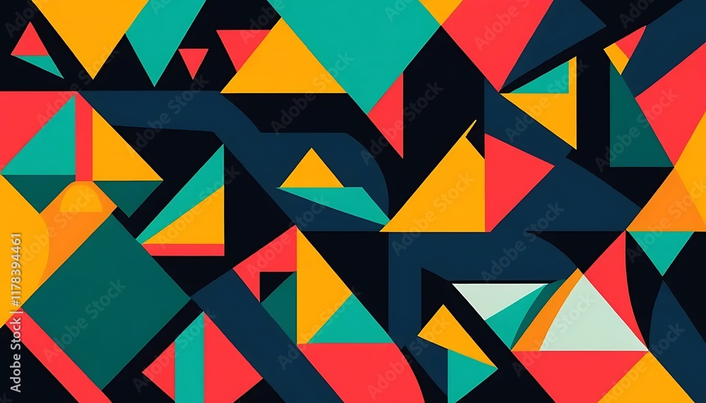 Poster abstract geometric pattern with vibrant triangles