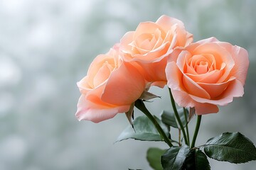 Peach Roses Bouquet, Soft Bloom Closeup - Soft focus/bokeh