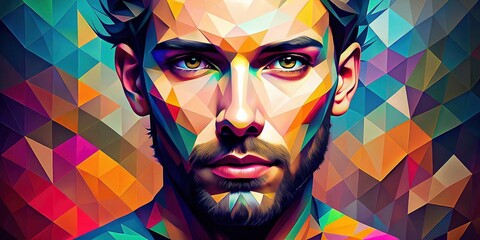 Minimalist digital art: pixelated faces form abstract portraits, showcasing bold color and shape.