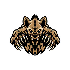hyena attacking pose with claws design logo
