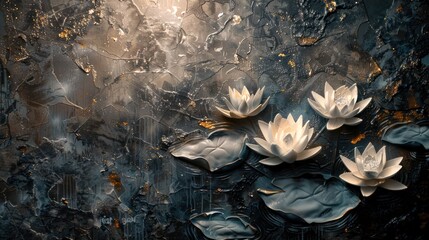 watercolor painting with the concept of whole lotus petals.