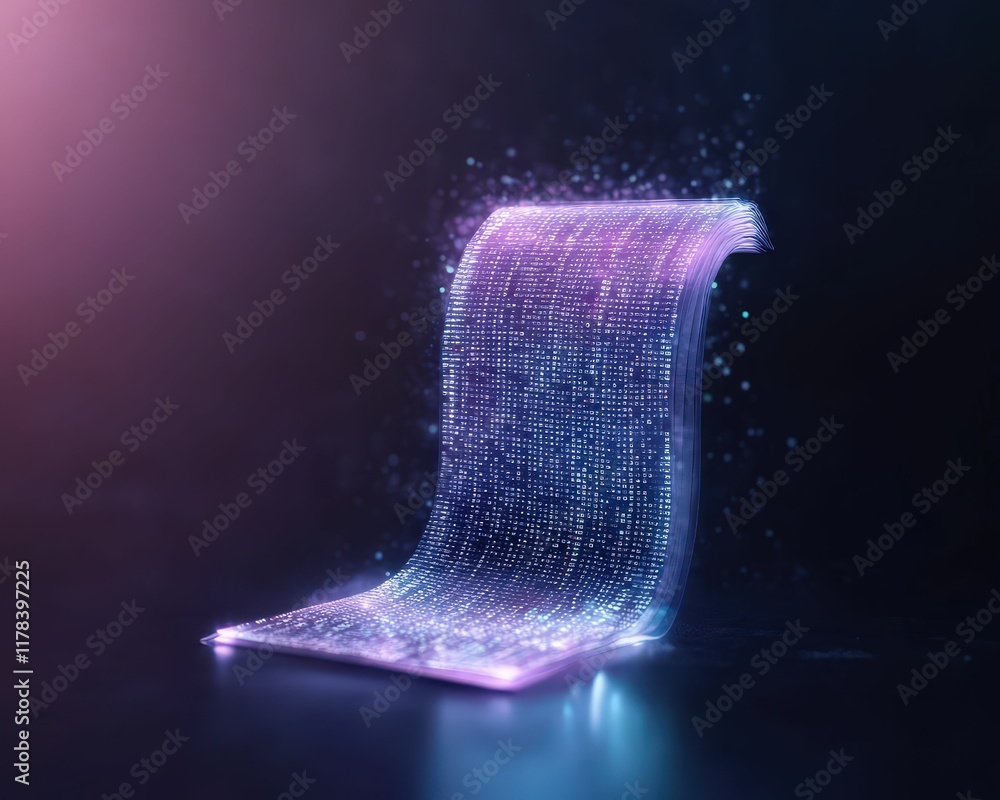 Poster automated financial ledger transformation digital workspace 3d rendering futuristic environment clos