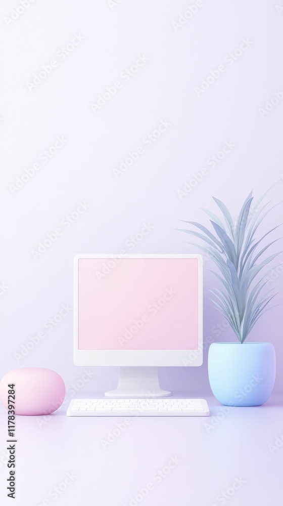 Poster Modern workspace setup with efficient e-filing tools minimalist environment soft colors clean and organized view