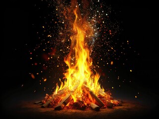 Abstract Fiery Particles Rise - Black Background Animation