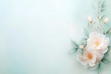 Elegant Pastel Roses Floral Background - Watercolor effects