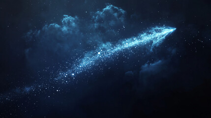 Obraz premium An arrow composed of tiny stars, shooting across a dreamy night sky, symbolizing aspirations and reaching for the impossible. 
