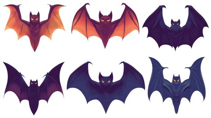 Naklejka premium Flat Halloween Bat Silhouette Vector