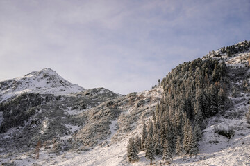 Winter scenery in the Swiss Alps, Grisons, Switzerland