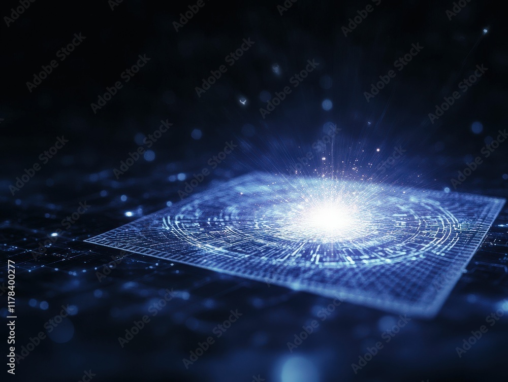 Aufkleber a luminous, abstract representation of digital data, featuring a glowing center surrounded by intric