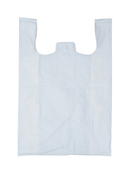 Close up of white plastic bag on isolated transparent background