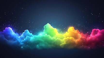 Fototapeta premium Rainbow Cloudscape Illuminated By Starlight In A Dark Night Sky