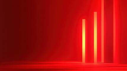 Obraz premium Vibrant red background with glowing vertical bars creating dynamic light effect. scene evokes sense of energy and movement, perfect for modern design projects