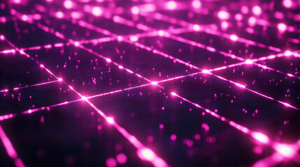 Obraz premium vibrant black grid illuminated by pink neon lights creates stunning 80s style aesthetic, evoking sense of nostalgia and energy