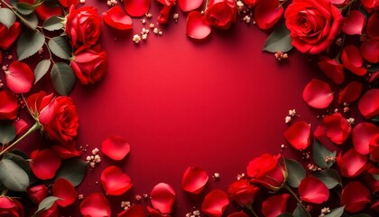Romantic Red Roses Frame: Valentine's Day Background